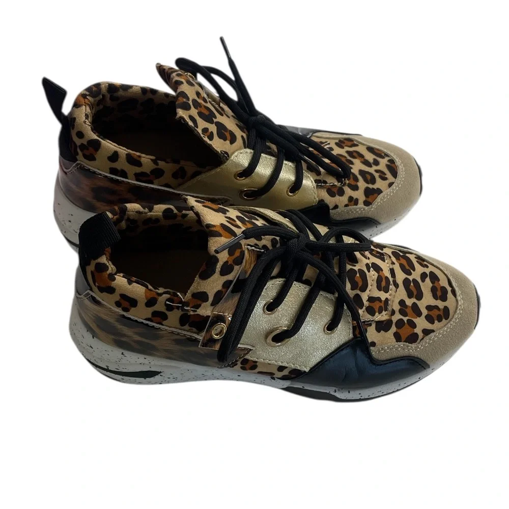 Leopard print Brown,Black,gold Animal Print Sneakers size 6 - Picture 5 of 8
